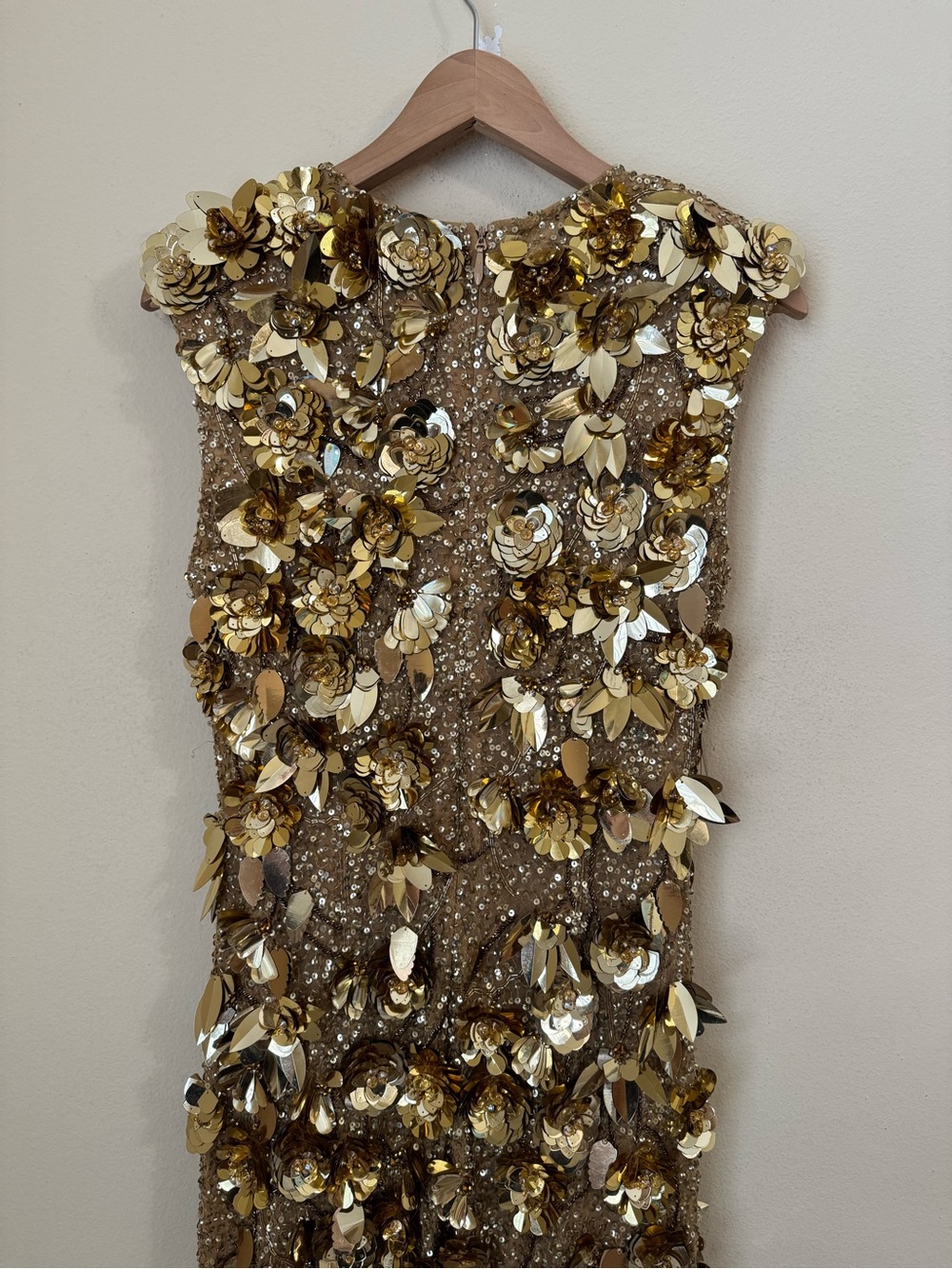 Rachel Gilbert Gold Embellished Sleeveless Sequin Gown - Picture 7 of 10